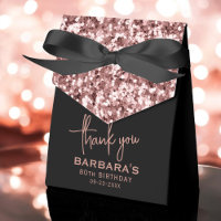80th Birthday Thank You Rose Gold Glitter Script