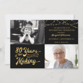 80th Birthday Then & Now Photos String Lights Invitation | Zazzle