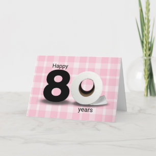 80th Birthday Toilet Paper Roll on Plaid Card