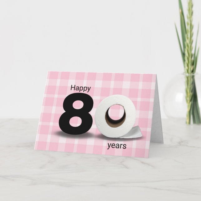 80th birthday toilet paper roll on plaid card (Front)