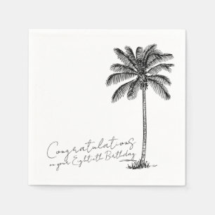 80th Birthday Tropical Palm Tree Congratulations Napkins