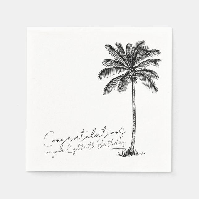 80th Birthday Tropical Palm Tree Congratulations Napkins (Front)