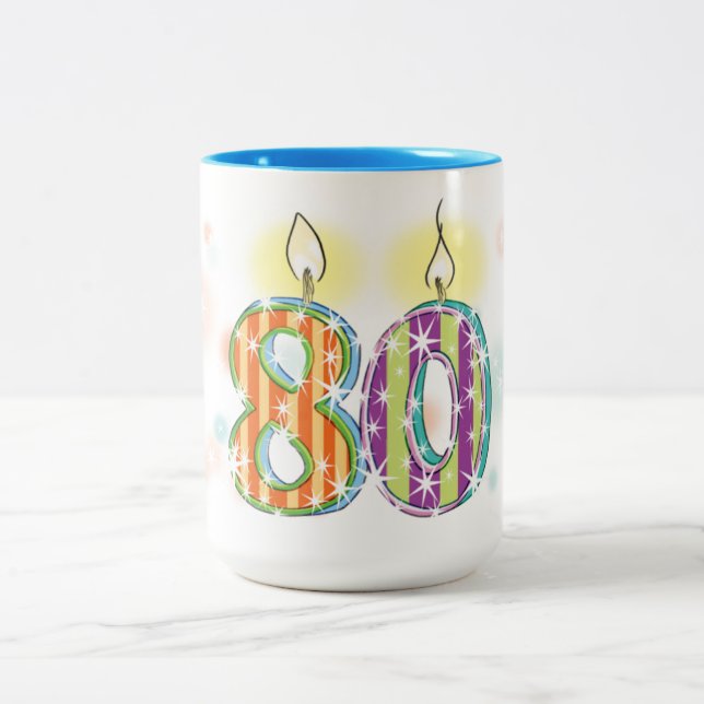 80th Birthday Two-Tone Coffee Mug (Center)