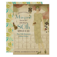 80th Birthday Vintage 1930s Invite Nouveau Eighty
