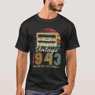 80Th Birthday Vintage 1943 Cassette Tape Retro Sty T-Shirt