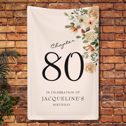 80th Birthday Vintage Floral Banner