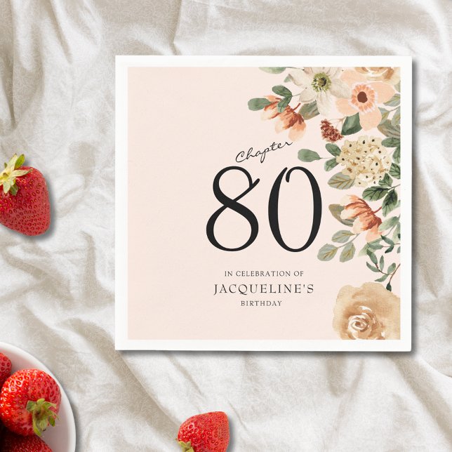 80th Birthday Vintage Floral Napkins (Discover how our elegant personalized 80th Birthday Vintage Floral Napkins can transform your party)