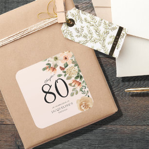 80th Birthday Vintage Floral Square Sticker