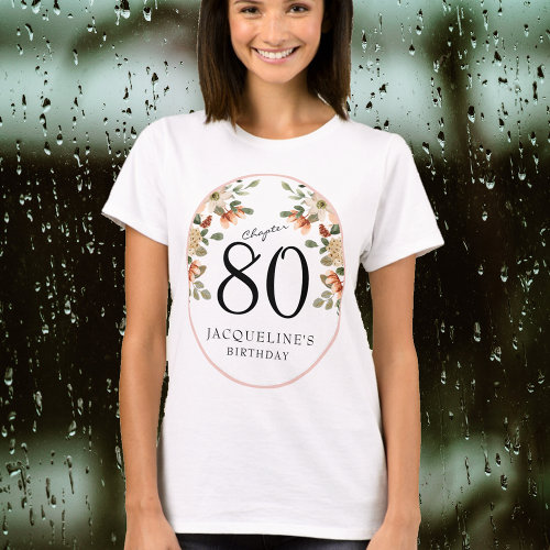 80th Birthday Vintage Floral T_Shirt