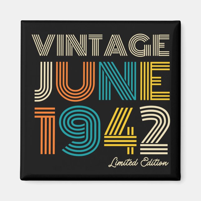 80th Birthday Vintage June 1942 Limited Edition Magnet (Front)