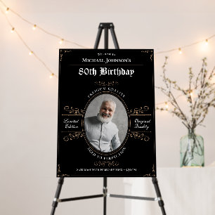 80th Birthday Vintage Whiskey Black Gold Welcome Foam Board