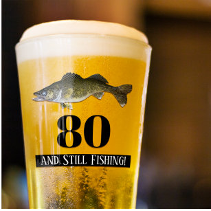 80th Birthday Walleye Fishing Men's Glass