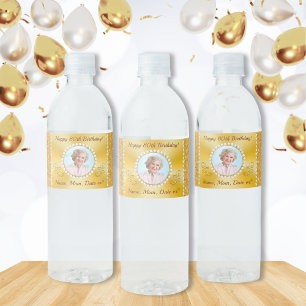 80th Birthday Water Bottle Labels, Photo or Delete Label