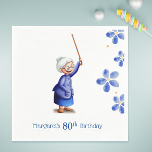 80th Birthday Watercolor Floral Grandmother Napkins