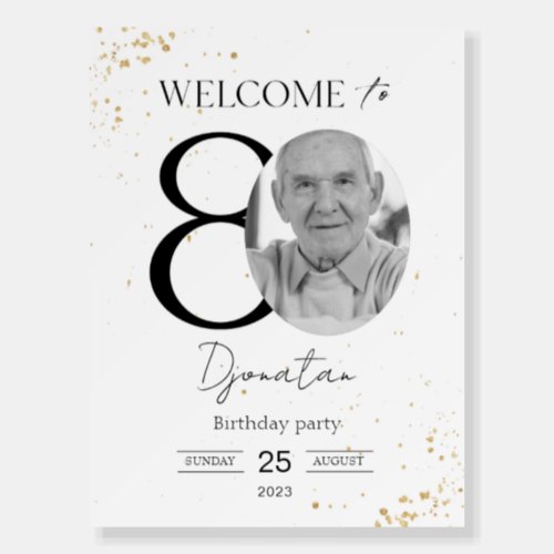 80th Birthday Welcome Sign Gold Board