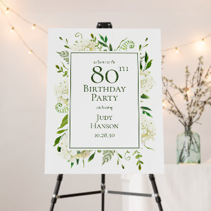 80th Birthday White Hydrangeas Foam Board