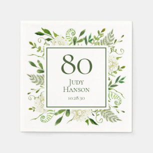 80th Birthday White Hydrangeas Napkins