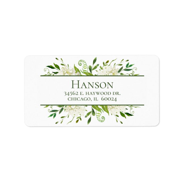 80th Birthday White Hydrangeas Return Address Label (Front)