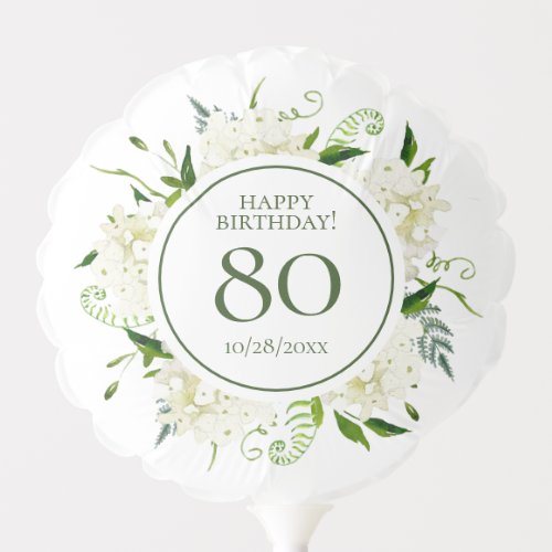 80th Birthday White Hydrangeas Small Balloon