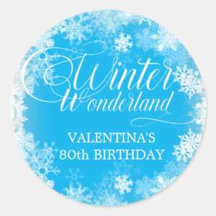 80th Birthday Winter Wonderland Snowflake Favor Classic Round Sticker