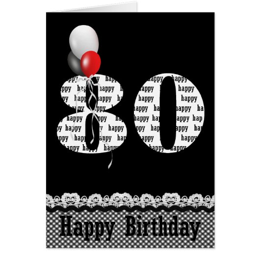 80th birthday with balloon bouquet cards (Front)