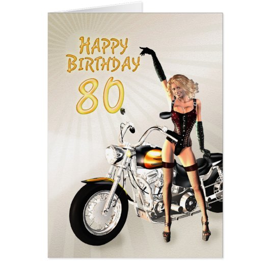 80th birthday with girls and a motorcycle (Front)