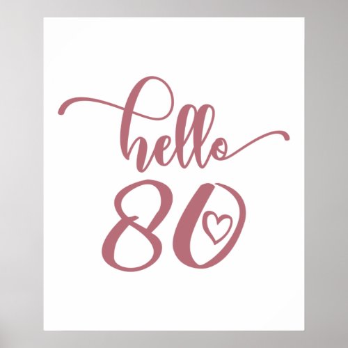 80th Birthday Women Hello 80 Cute 80 Years Old Poster