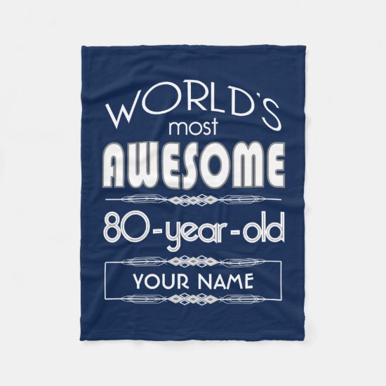 80th Birthday Worlds Best Fabulous Dark Blue Fleece Blanket