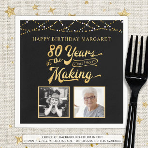 80th Birthday Years in the Making 2 Photos Lights Napkins