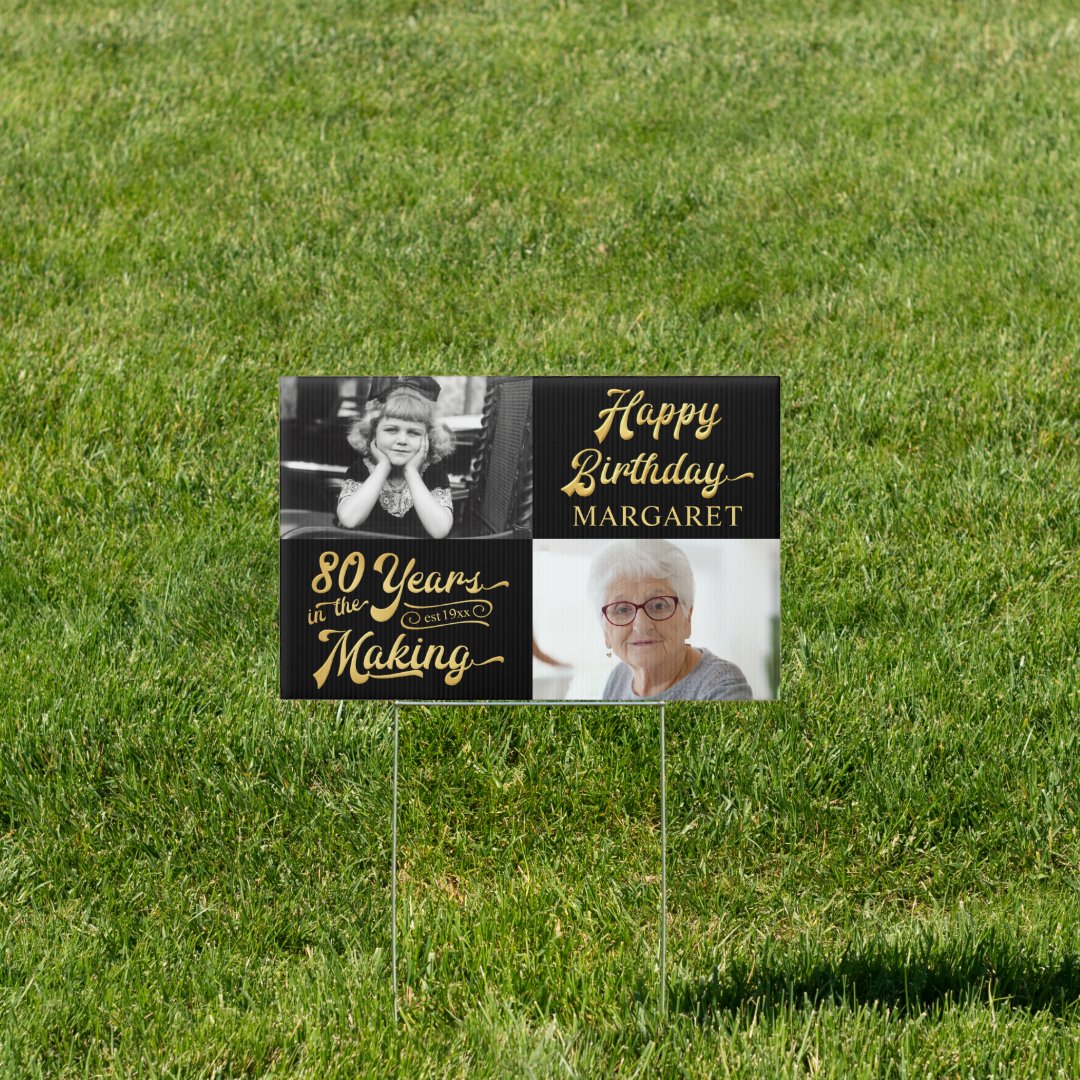 80th Birthday Years in the Making Retro Script Sign | Zazzle