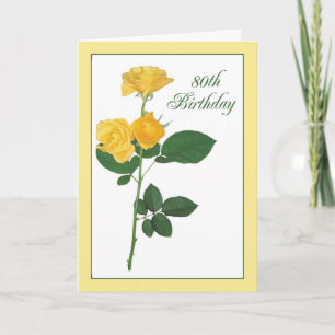 80th Birthday Yellow Rose Card
