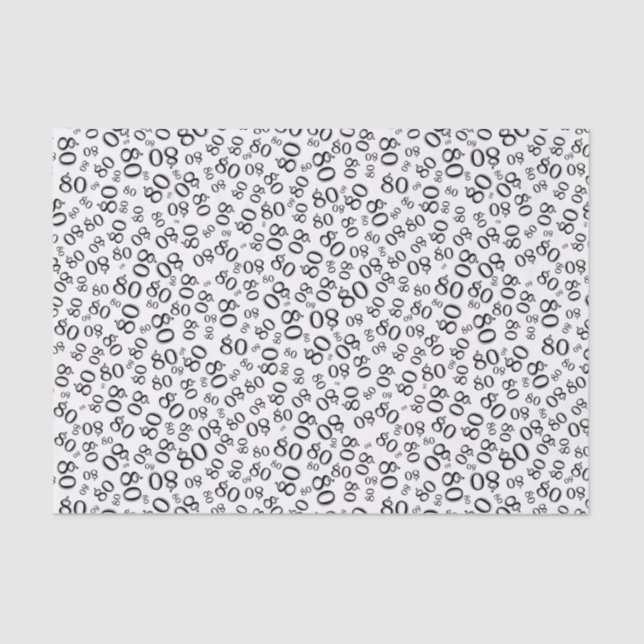 80th Black/White Party Random Number Pattern Tissue Paper (Front)