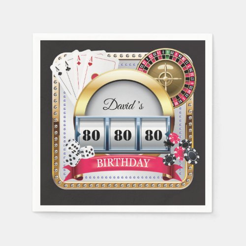 80th Casino Poker Playing Card Birthday Napkins