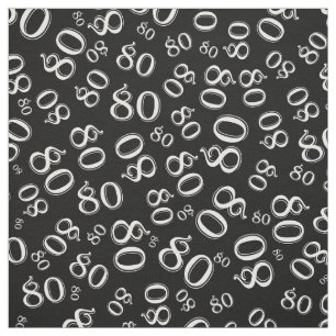 80th  Cool Number Pattern Black and White 80 Fabric