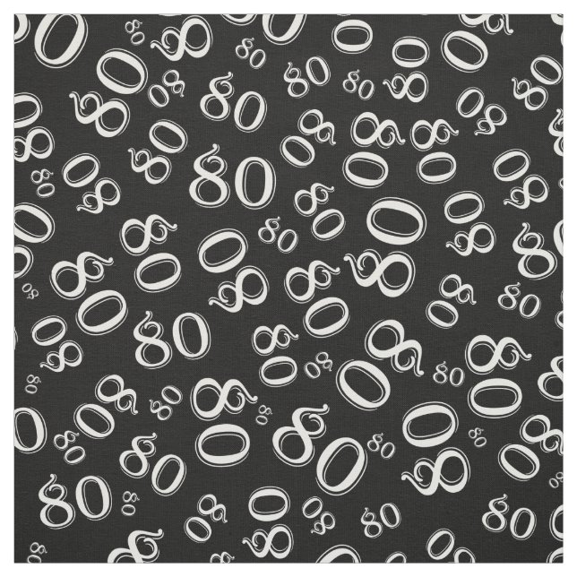 80th  Cool Number Pattern Black and White 80 Fabric (Swatch)