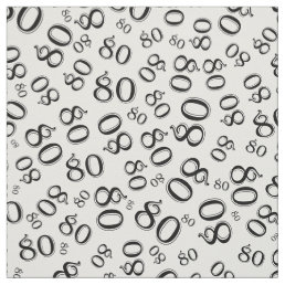 80th  Cool Number Pattern Black and White 80 Fabric