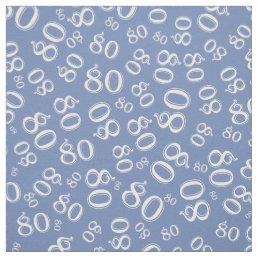 80th  Cool Number Pattern Blue and White 80 Fabric