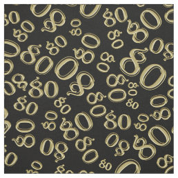 80th  Cool Number Pattern Gold and Black 80 Fabric