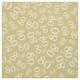 80th  Cool Number Pattern Gold &amp; White 80 Fabric