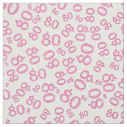 80th  Cool Number Pattern Pink and White 80 Fabric