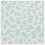 80th  Cool Number Pattern Teal and White 80 Fabric
