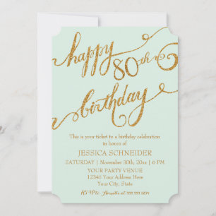 80th, Eightieth Birthday Party Celebration Invitation