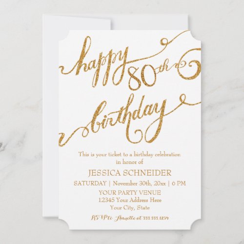 80th Eightieth Birthday Party Celebration Invitation