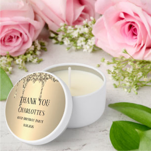80th Eightieth Elegant Birthday Party Gold Mini Candle Favors