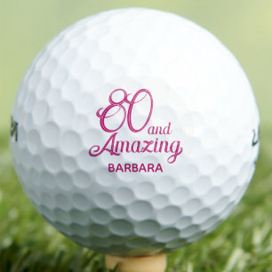 80th Gift for Mom Pink Script Elegant Golf Balls