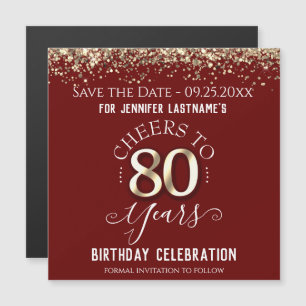 80th Gold Birthday Save the Date Magnet