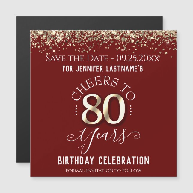 80th Gold Birthday Save the Date  Magnet (Front/Back)