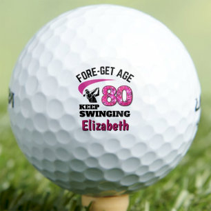 80th Golfer Gift for Mom - Keep Swinging Pink Golf Balls