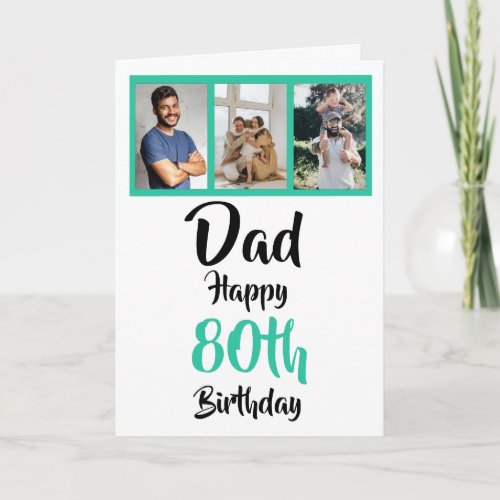 80th happy birthday Dad photo collage Card