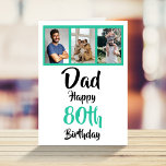 80th Happy Birthday Dad Photo Collage Card at Zazzle